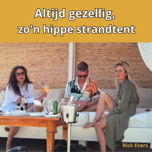 Thomas, Lynn en Mexx bij de strandtent